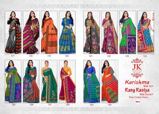 Jk Karishma 1 Casual Daily Wear Cotton Printed Latest Saree Collection